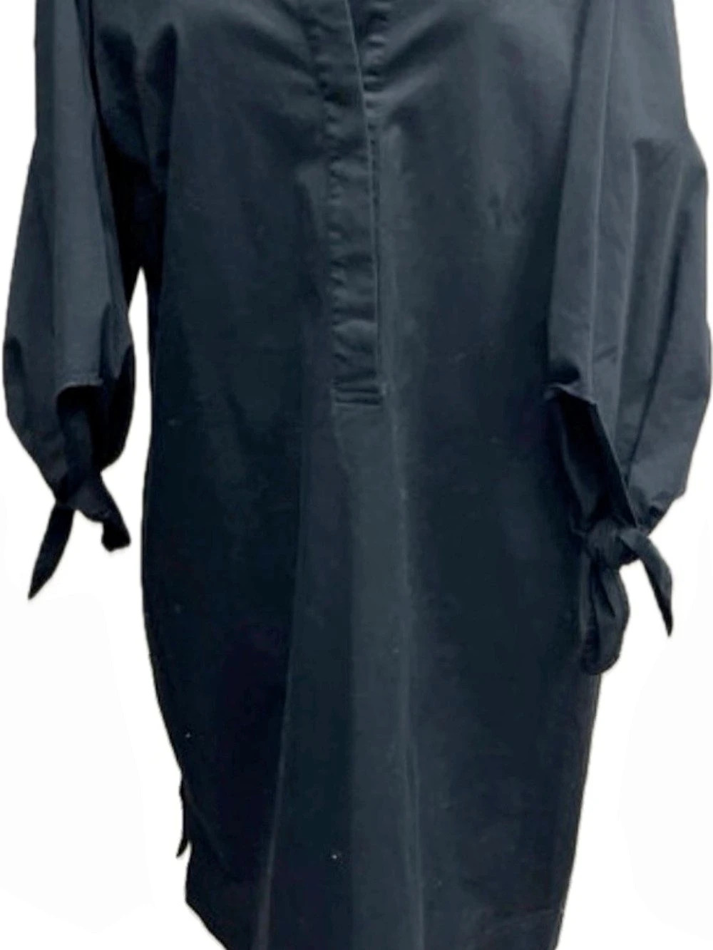 Lauren Ralph Lauren 18W Black Cotton Tie Sleeve Shift Dress Plus Size